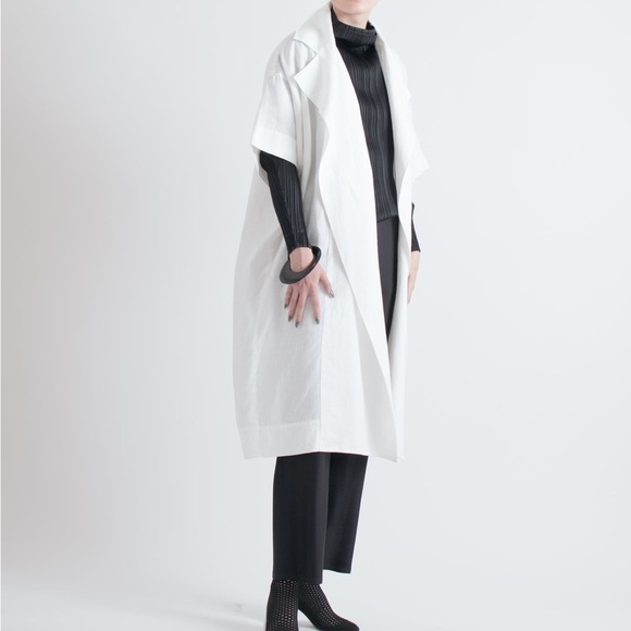 ISSEY MIHAKE IKKO TANAKA DUSTER LINEN VINTAGE JAPON 1996 COLLECTION WOMEN SIZE 6 - Picture 11 of 17